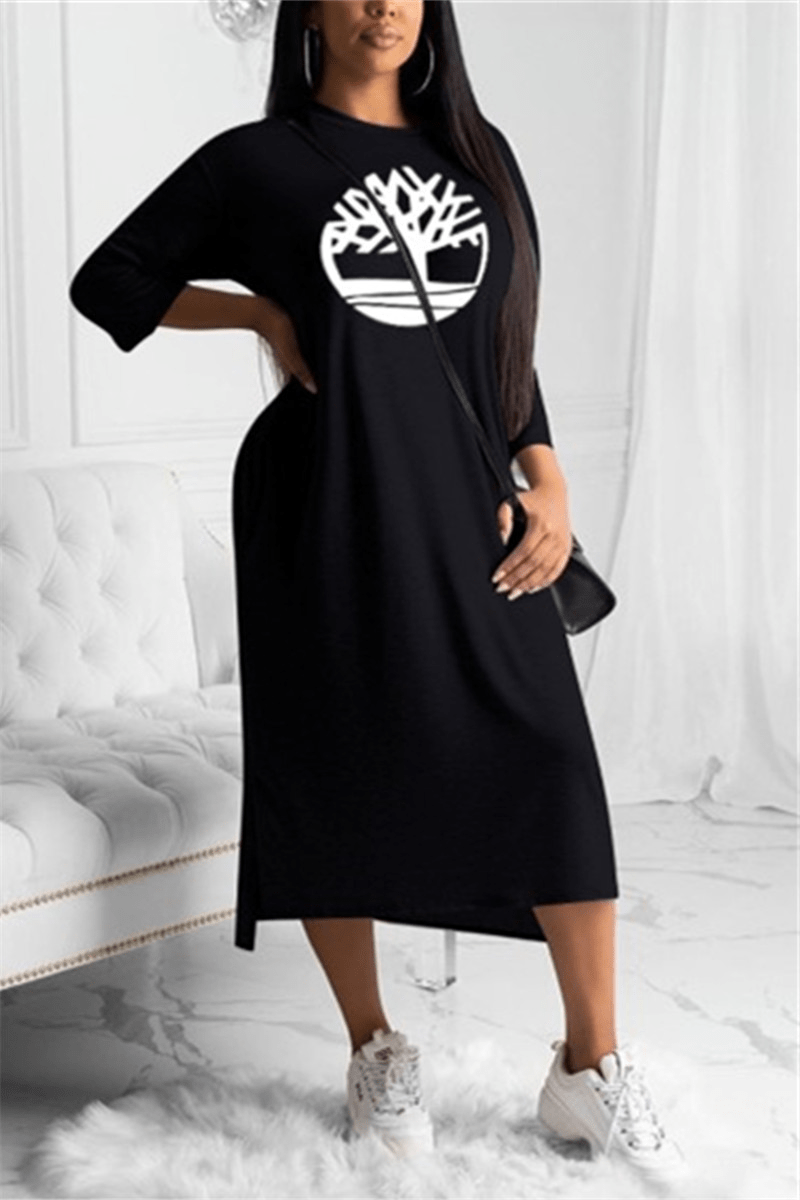 casual-embroidered-round-neck-dress