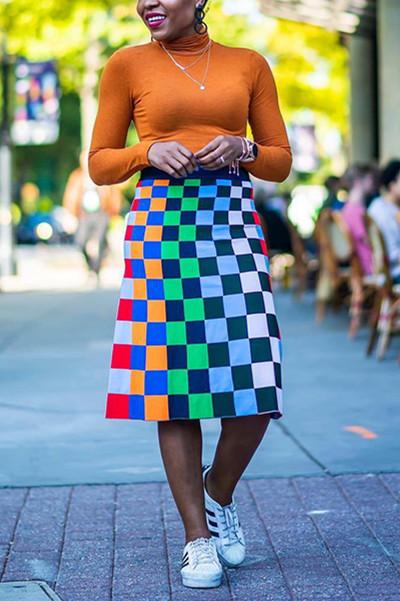fashion-casual-plaid-print-skirt