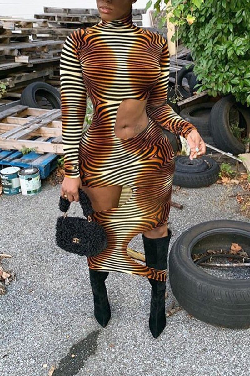 sexy-zebra-stripe-print-hole-dress