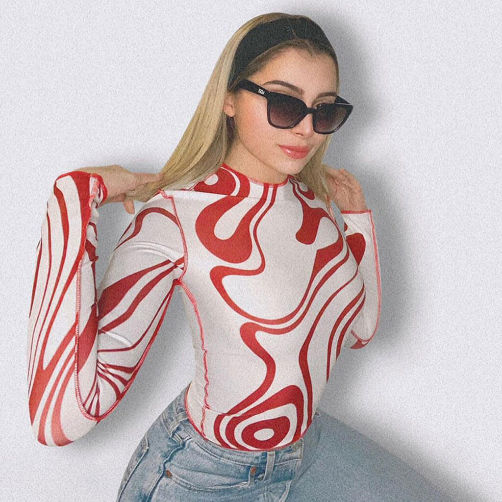 athletic-marble-print-contrast-seamed-long-sleeve-crop-top-red