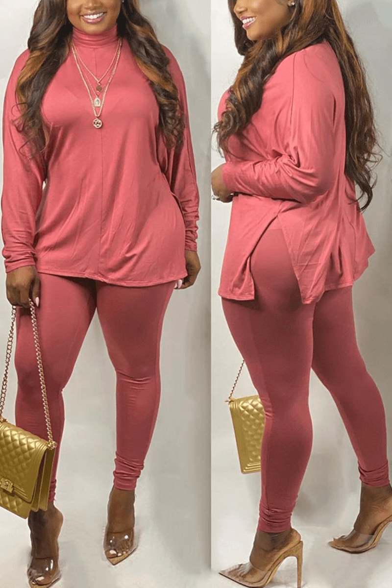 fashion-casual-sportswear-solid-color-two-pieces