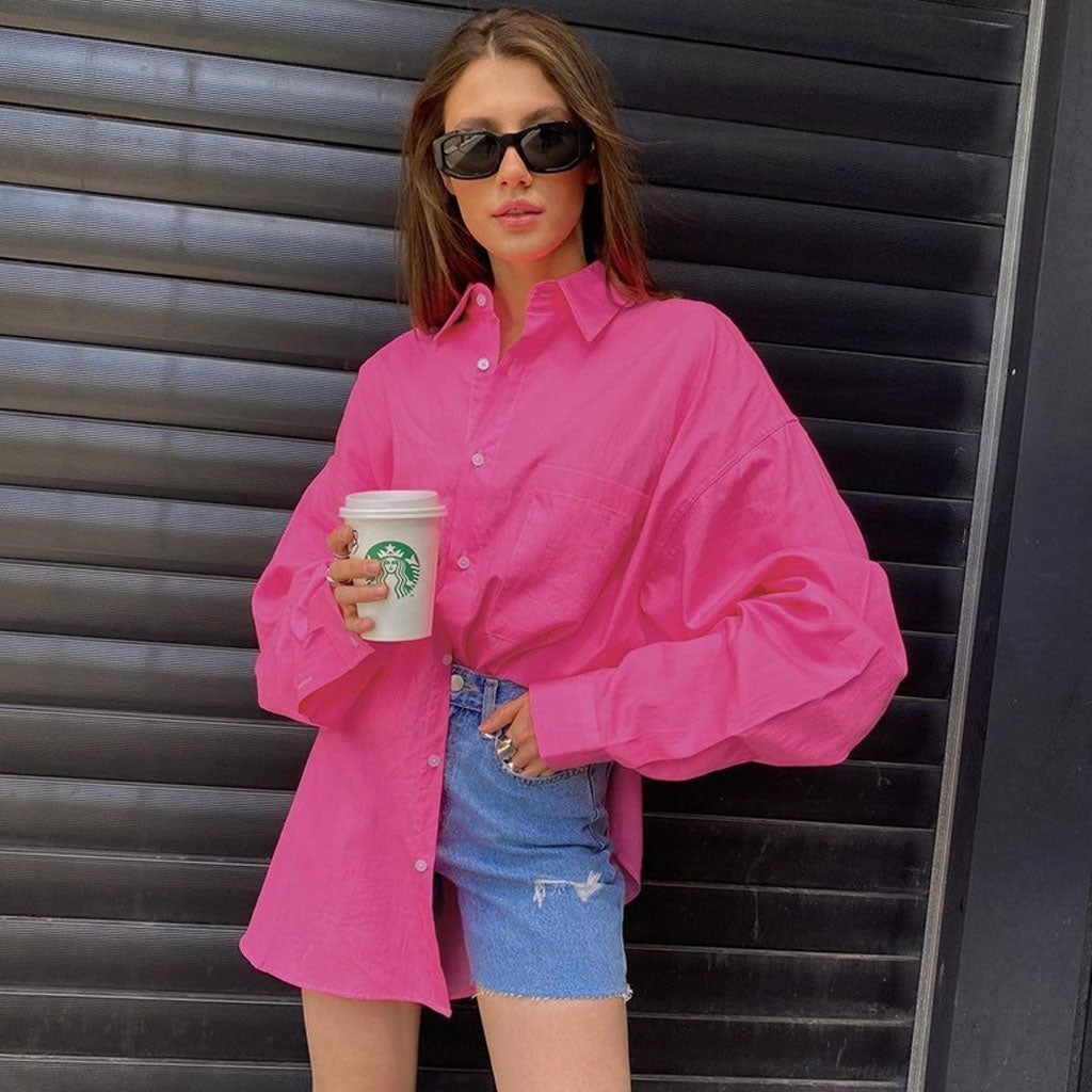 freeshipping-sale-fashion-style-dateoutfit-bold-collared-long-sleeve-button-up-oversized-shirt-hot-pink