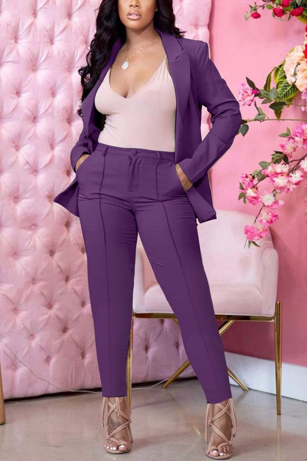 casual-business-solid-color-blazer-pants-set