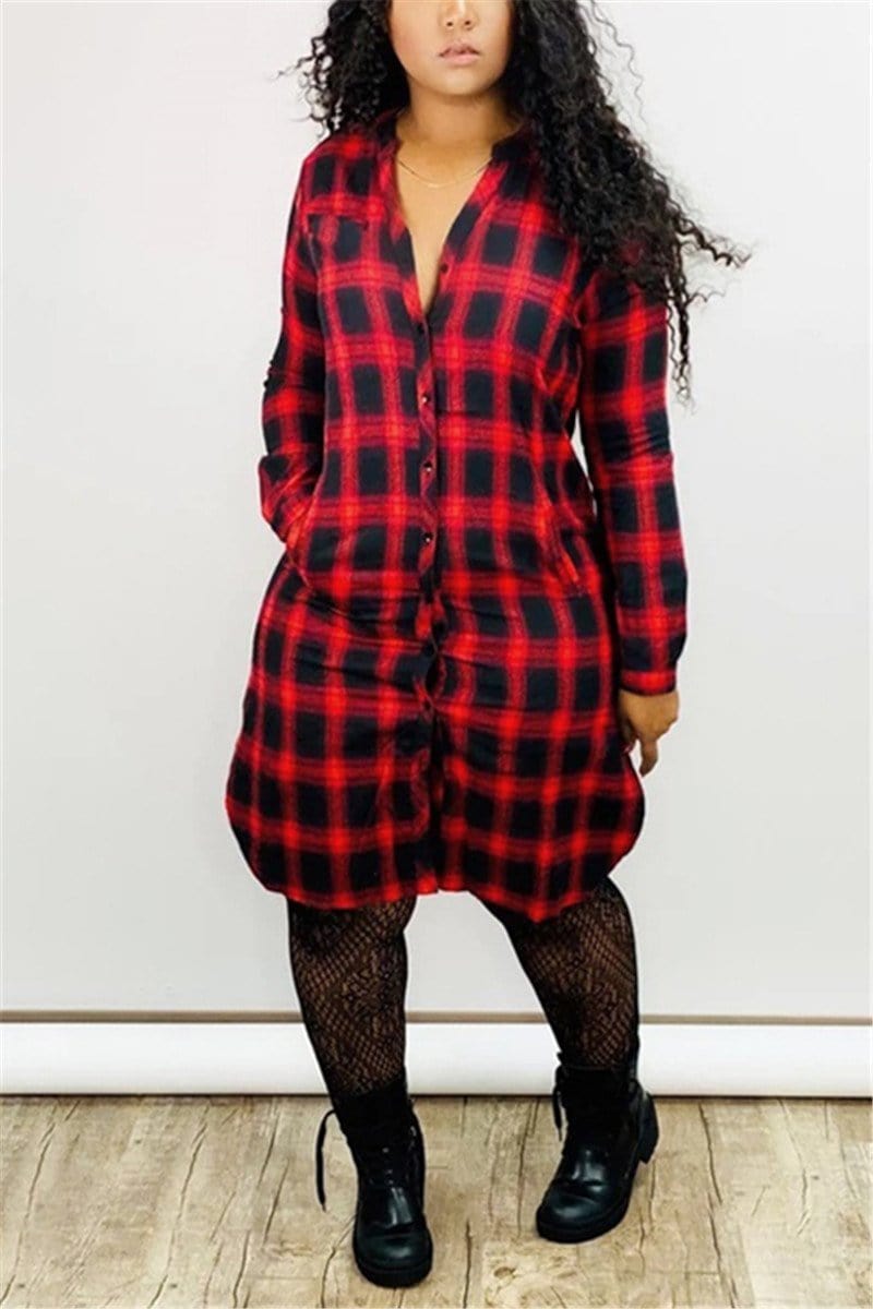casual-red-plaid-dress