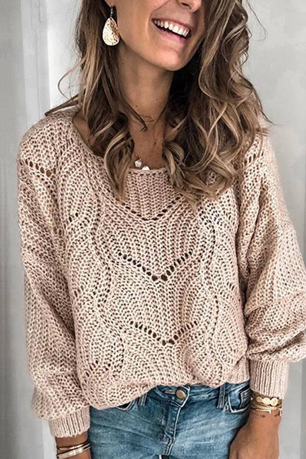 sale-fashion-style-dateoutfit-freeshipping-casual-solid-color-hollow-knit-sweater