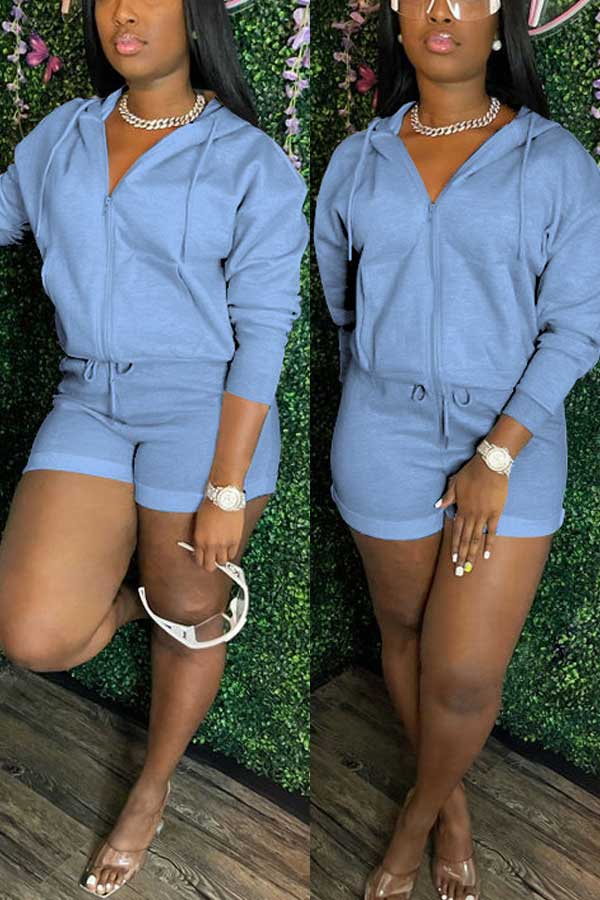 casual-solid-color-hoodie-shorts-set