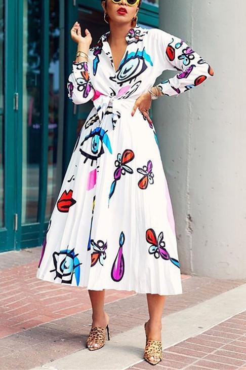 print-long-sleeved-shirt-pleated-skirt-set