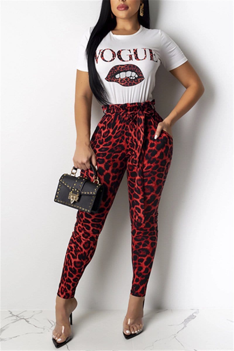 casual-lip-letter-leopard-print-two-pieces