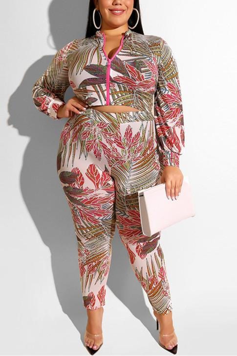 fashion-casual-print-zipper-long-sleeved-set