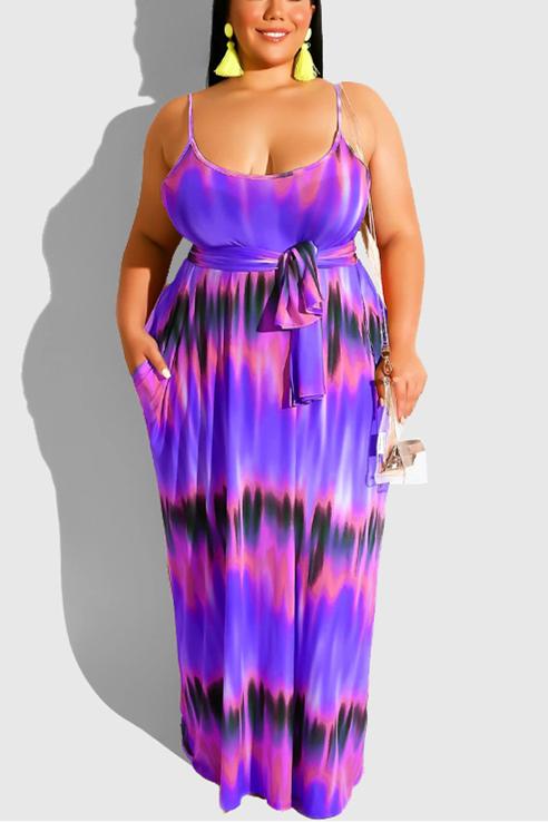sexy-tie-dyed-print-sling-dress-with-belt