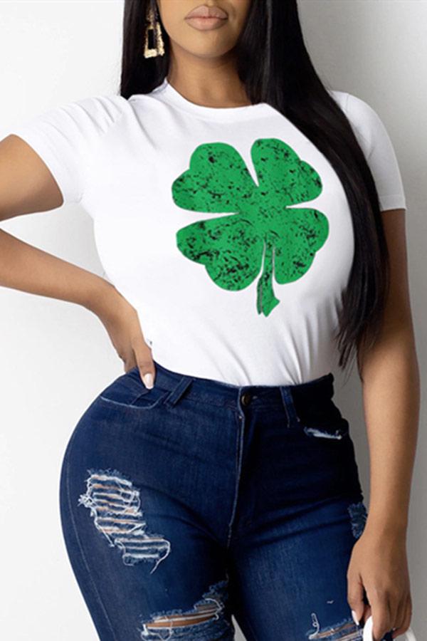 four-leaf-clover-print-short-sleeve-t-shirt