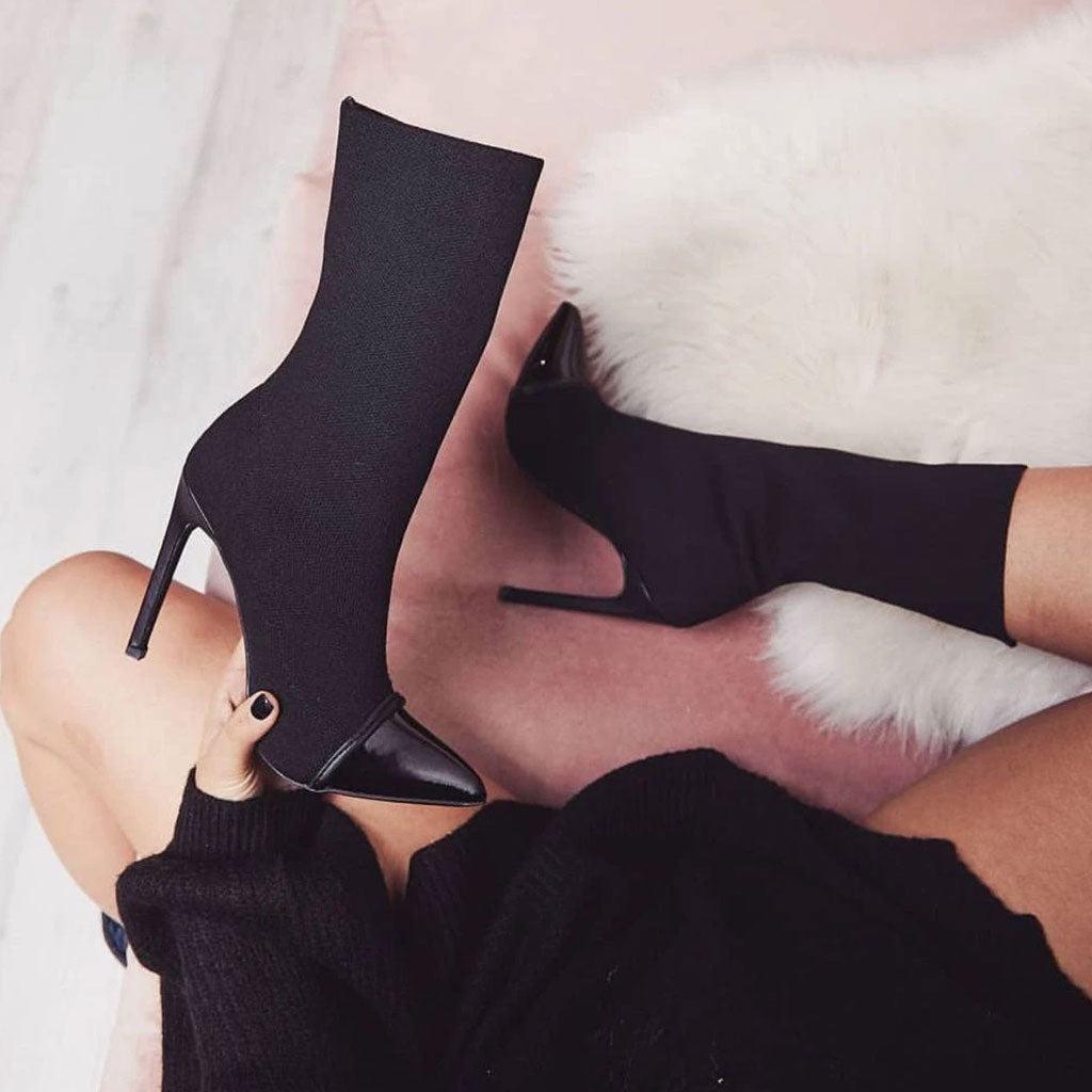 trendy-solid-color-pointed-toe-high-heeled-ankle-boots-black