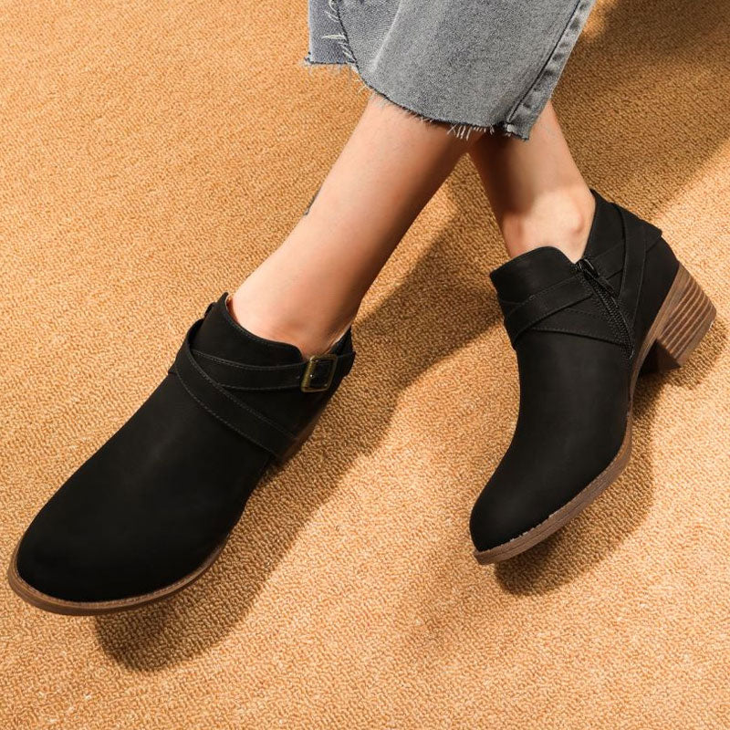 vogueregion-vintage-pointed-toe-block-heel-buckle-strap-suede-ankle-boots-black