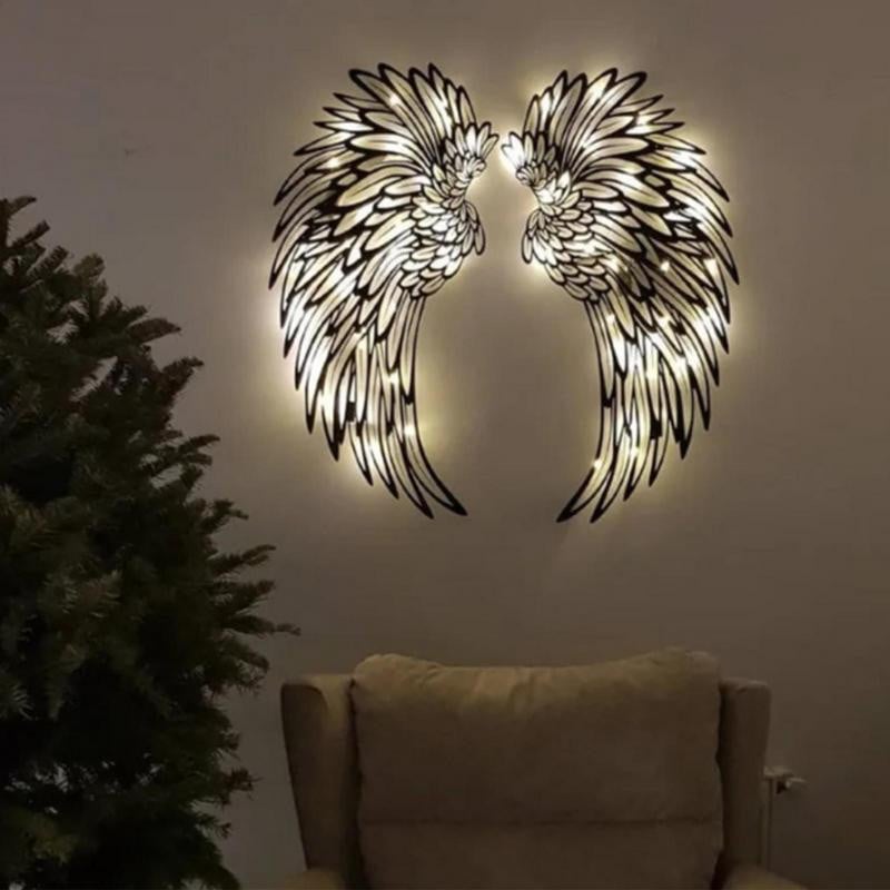 🔥Last Day 49% OFF🔥 1 Pair Angel Wings Metal Wallart Art With Led Lights 🎁