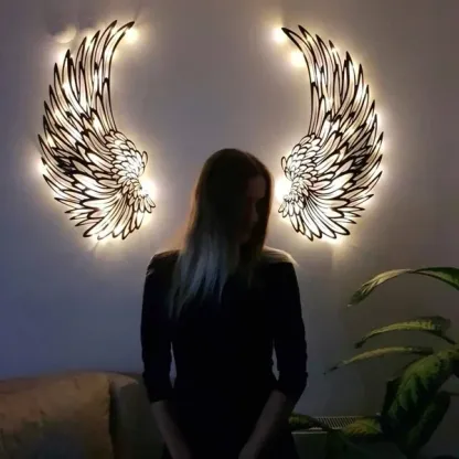 🔥Last Day 49% OFF🔥 1 Pair Angel Wings Metal Wallart Art With Led Lights 🎁