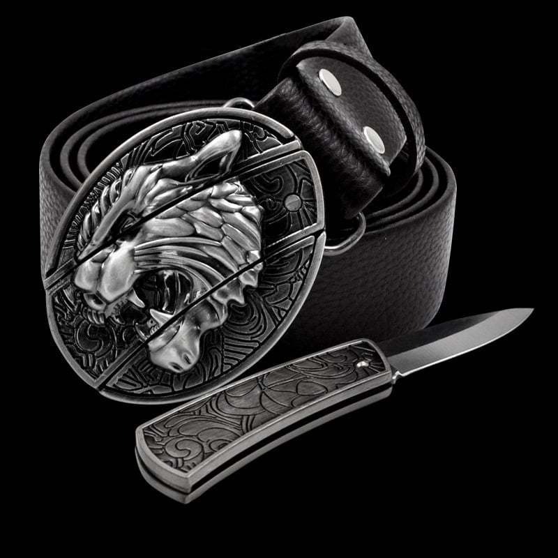 🔥LAST DAY 50% OFF🔥Fashion Punk Men's Genuine Leather Belt With Knife
