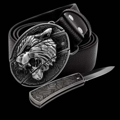 🔥LAST DAY 50% OFF🔥Fashion Punk Men's Genuine Leather Belt With Knife