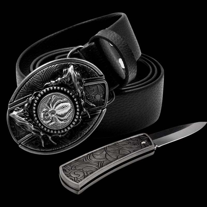 🔥LAST DAY 50% OFF🔥Fashion Punk Men's Genuine Leather Belt With Knife