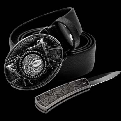 🔥LAST DAY 50% OFF🔥Fashion Punk Men's Genuine Leather Belt With Knife