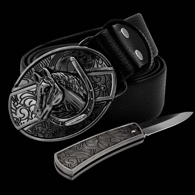 🔥LAST DAY 50% OFF🔥Fashion Punk Men's Genuine Leather Belt With Knife