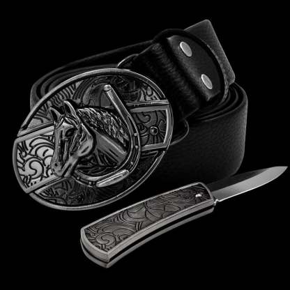 🔥LAST DAY 50% OFF🔥Fashion Punk Men's Genuine Leather Belt With Knife