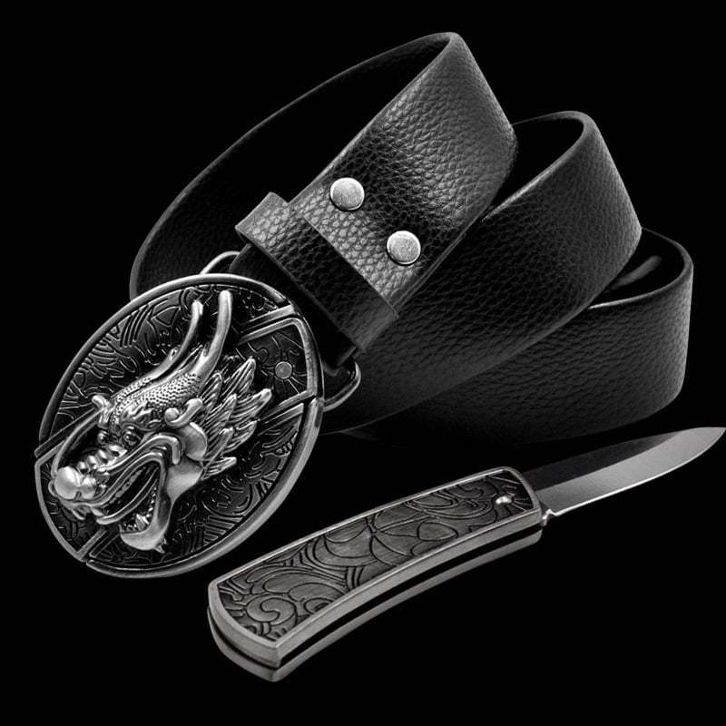 🔥LAST DAY 50% OFF🔥Fashion Punk Men's Genuine Leather Belt With Knife