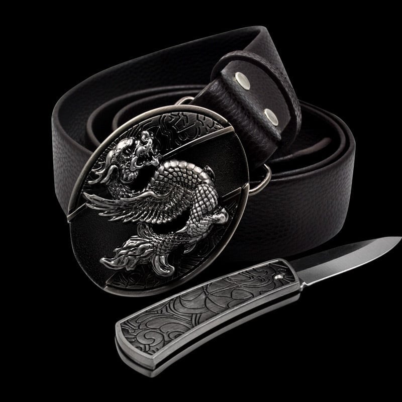 🔥LAST DAY 50% OFF🔥Fashion Punk Men's Genuine Leather Belt With Knife