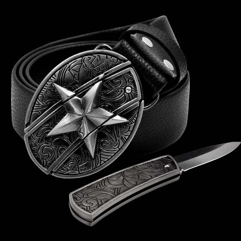 🔥LAST DAY 50% OFF🔥Fashion Punk Men's Genuine Leather Belt With Knife