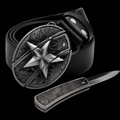 🔥LAST DAY 50% OFF🔥Fashion Punk Men's Genuine Leather Belt With Knife