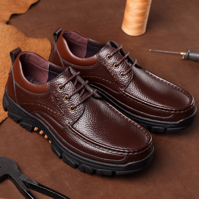 Men’s Cow Leather Waterproof Comfy Non Slip Soft Slip On Casual Shoes