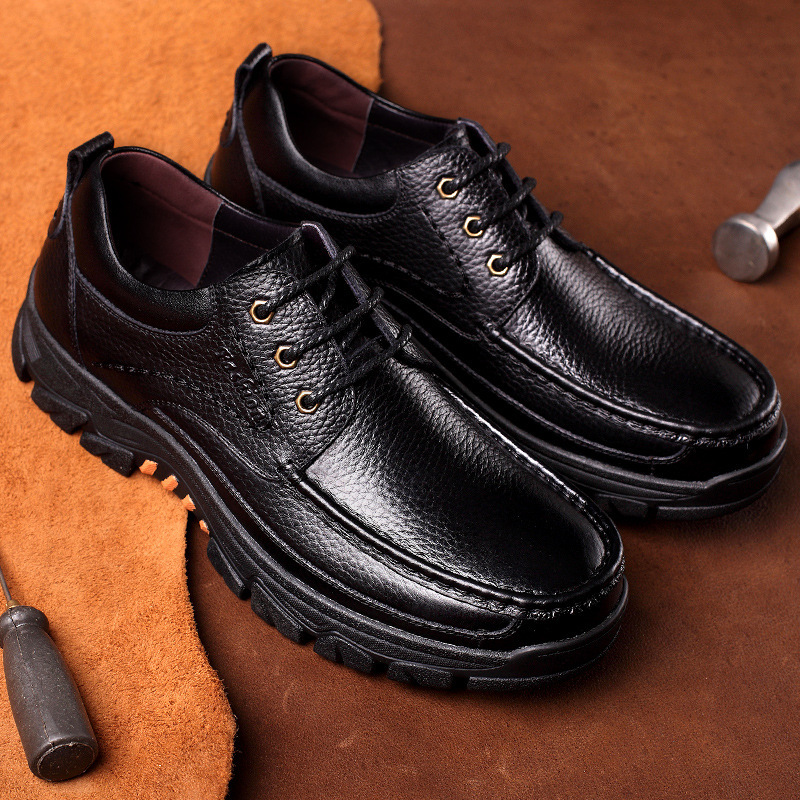 Men’s Cow Leather Waterproof Comfy Non Slip Soft Slip On Casual Shoes