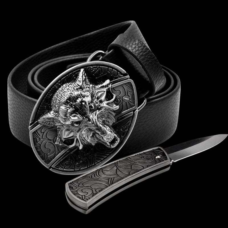 🔥LAST DAY 50% OFF🔥Fashion Punk Men's Genuine Leather Belt With Knife
