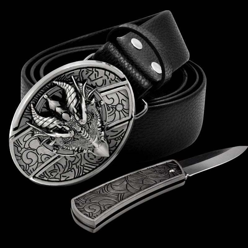 🔥LAST DAY 50% OFF🔥Fashion Punk Men's Genuine Leather Belt With Knife