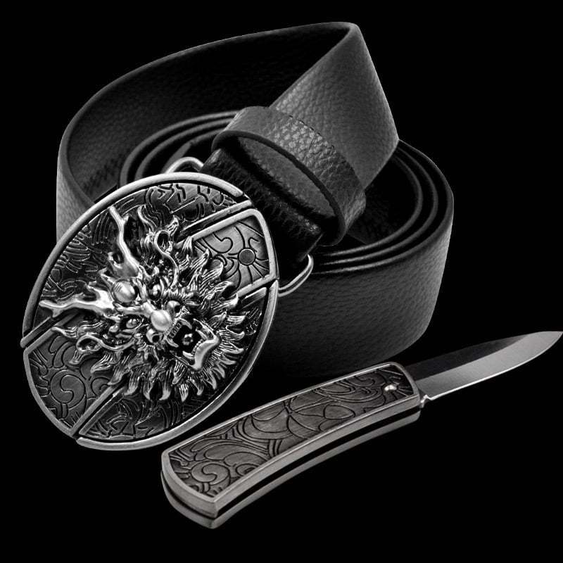 🔥LAST DAY 50% OFF🔥Fashion Punk Men's Genuine Leather Belt With Knife