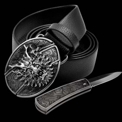 🔥LAST DAY 50% OFF🔥Fashion Punk Men's Genuine Leather Belt With Knife