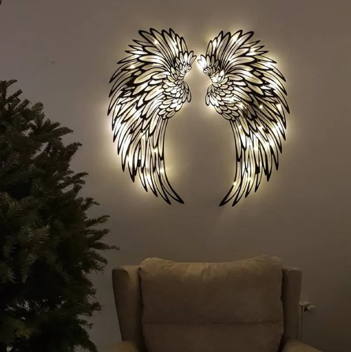 🔥Last Day 49% OFF🔥 1 Pair Angel Wings Metal Wallart Art With Led Lights 🎁