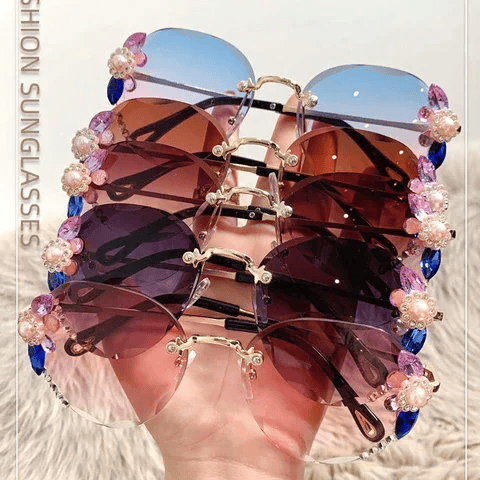 2023 Woman Rimless Diamond Sunglasses