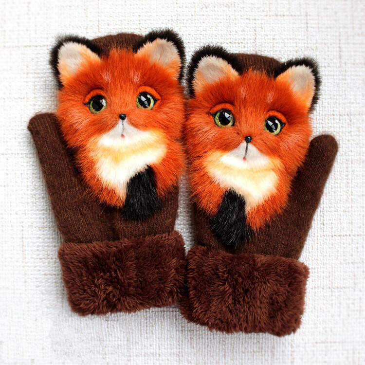 HAND-KNITTED ANIMAL MITTENS