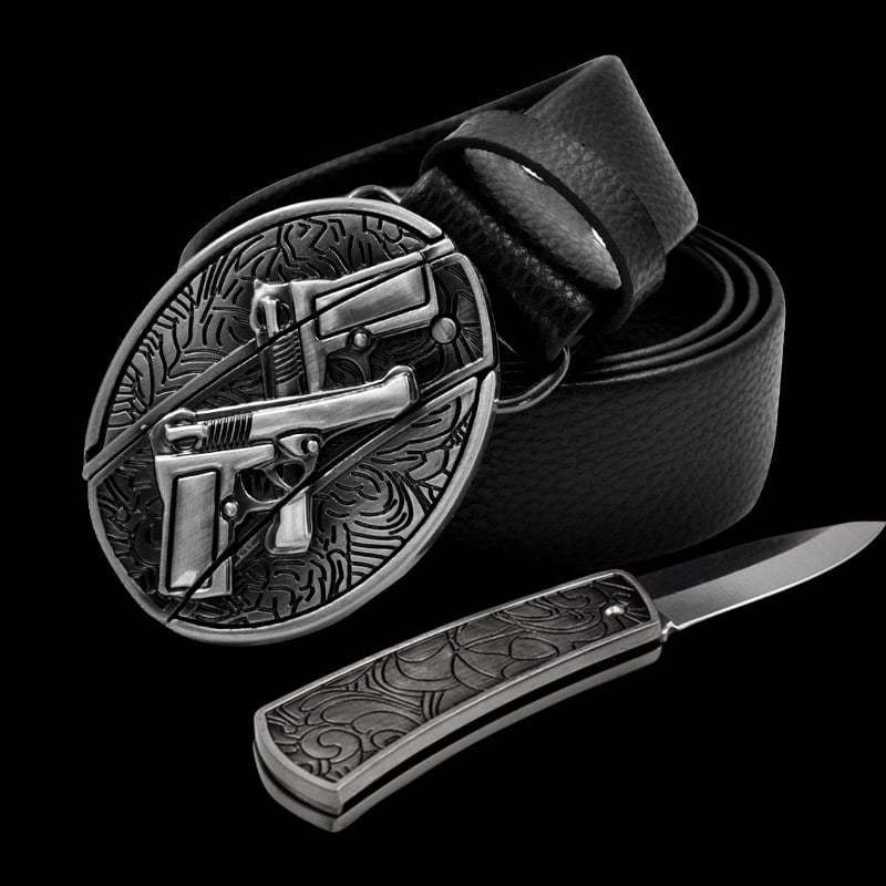 🔥LAST DAY 50% OFF🔥Fashion Punk Men's Genuine Leather Belt With Knife
