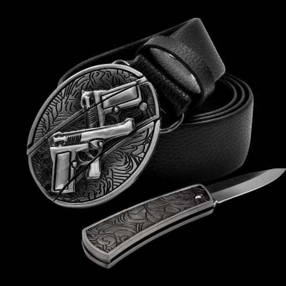 🔥LAST DAY 50% OFF🔥Fashion Punk Men's Genuine Leather Belt With Knife