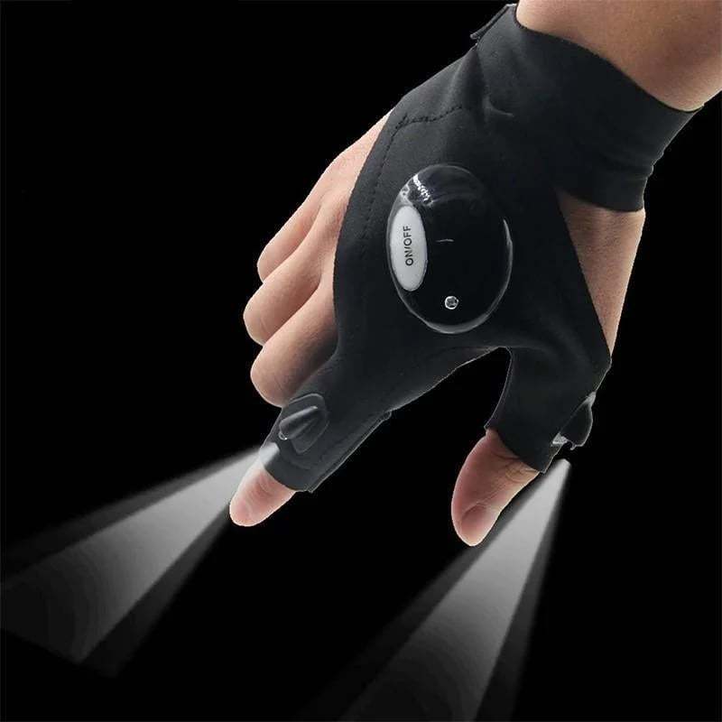 LED FLASHLIGHT WATERPROOF GLOVES - PRACTICAL DURABLE FINGERLESS GLOVES