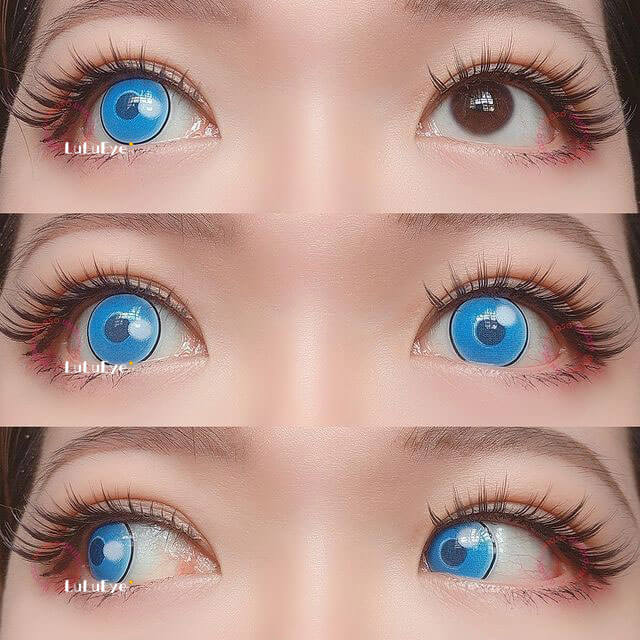LuLuEye Anime Cloud Rim Blue Yearly Cosplay Colored Contact Lenses ()