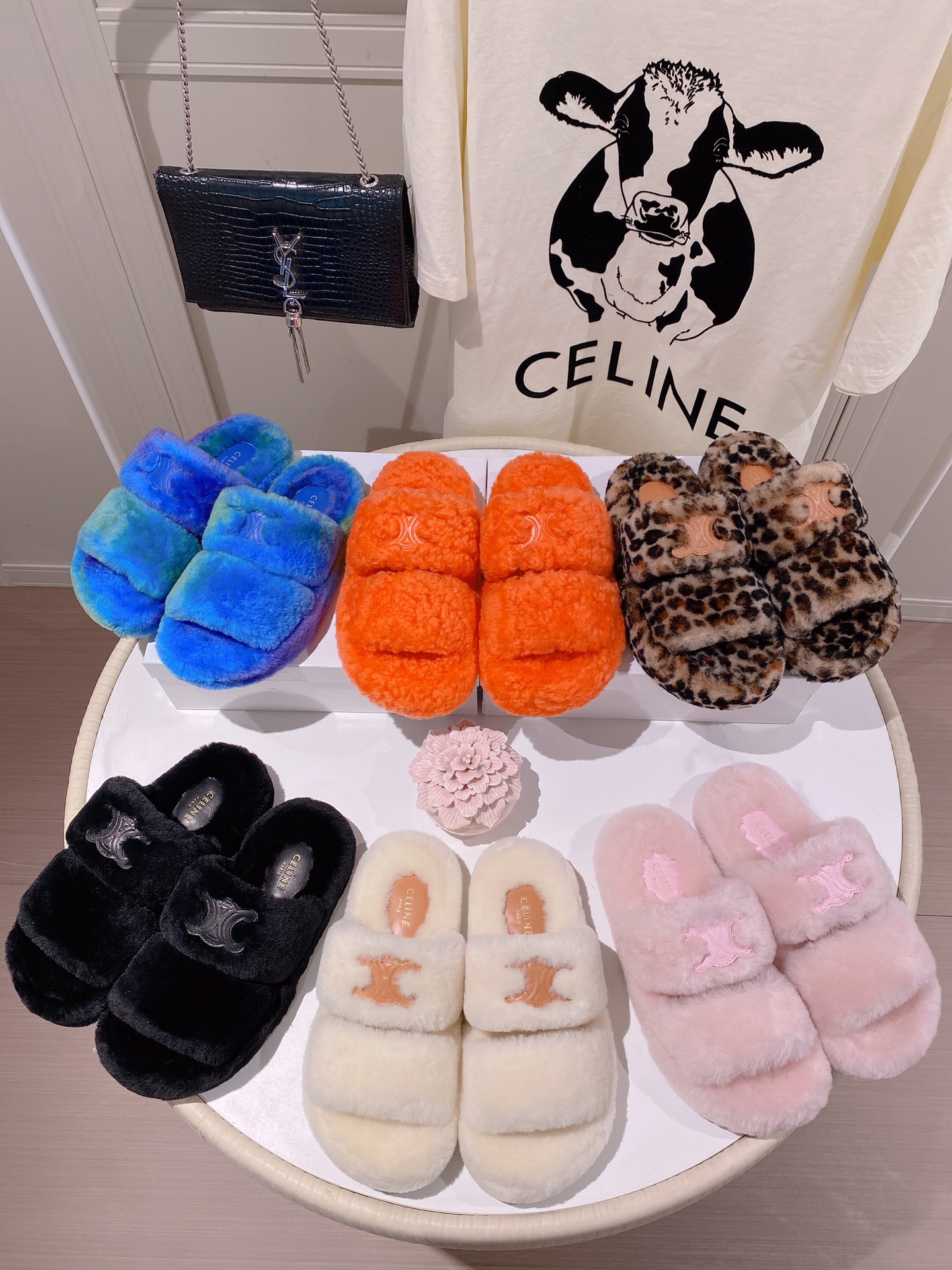 Celine 2022 new real fur fuzz slippers