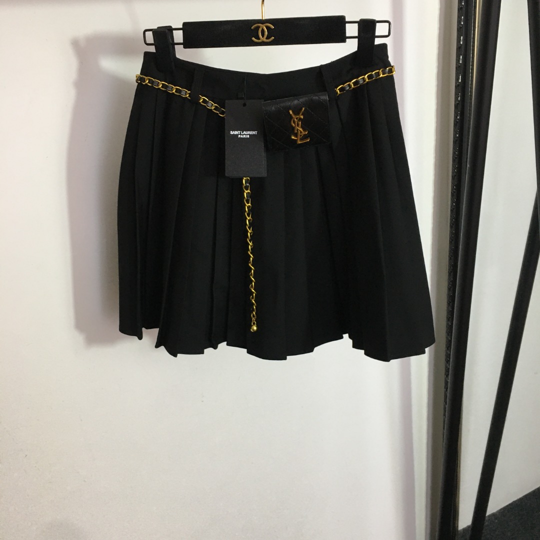 YSL waist bag pleated skirt