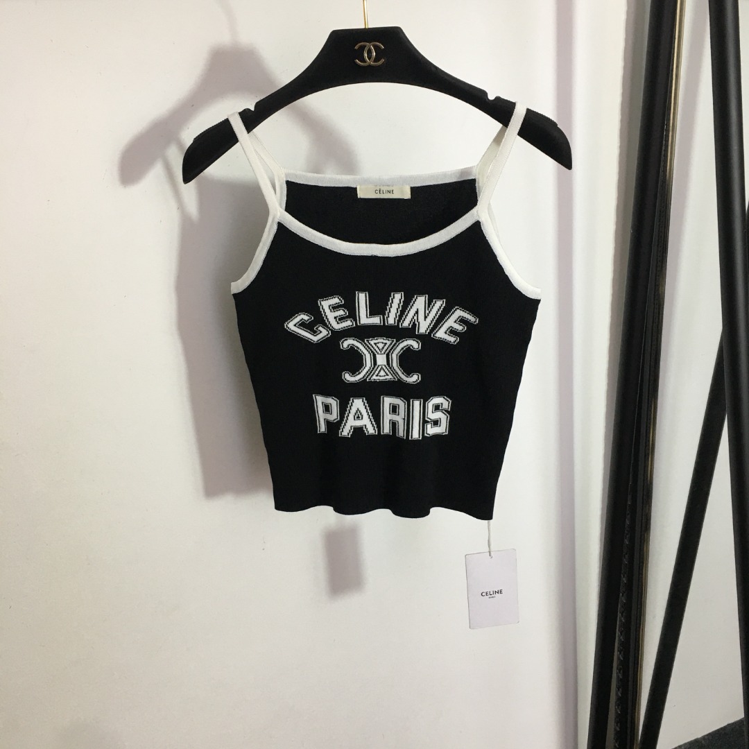 Celine Letter Cool Knitted Strap Tank Top