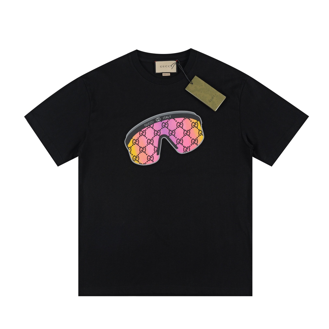 Gucci Double G Glasses Printed Short Sleeve T-shirt Unisex T-shirt