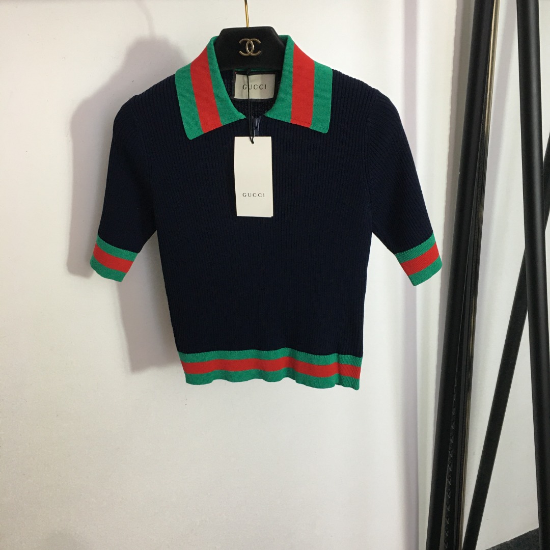 Gucci polo neck short sleeved knit top