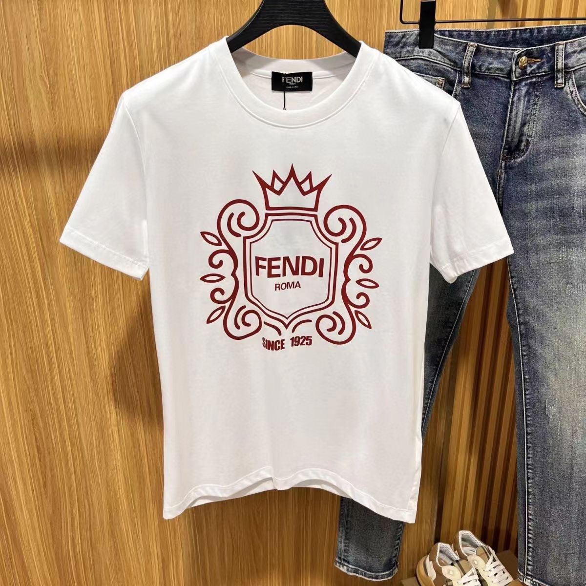 Fendi Summer Cotton Breathable Unisex Fashion T-shirt