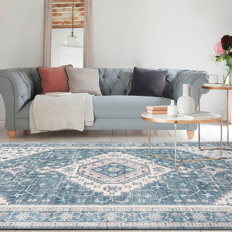 Machine Washable Vintage  Area Rug Blue/Orange