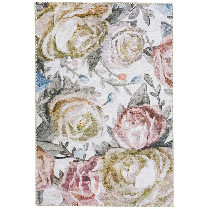 Machine Washable Modern Floral  Area Rug Multicolored